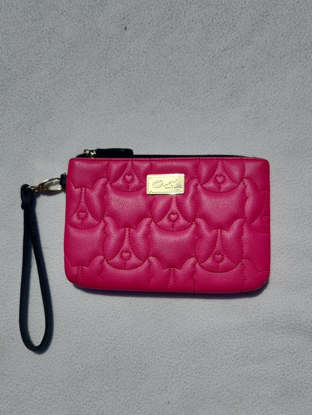Betsey Johnson Hot Pink Quilted Heart Wristlet Wallet Pouch